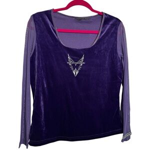 Harley-Davidson Purple Long Sleeve velvet retro witchy shirt one size biker chic